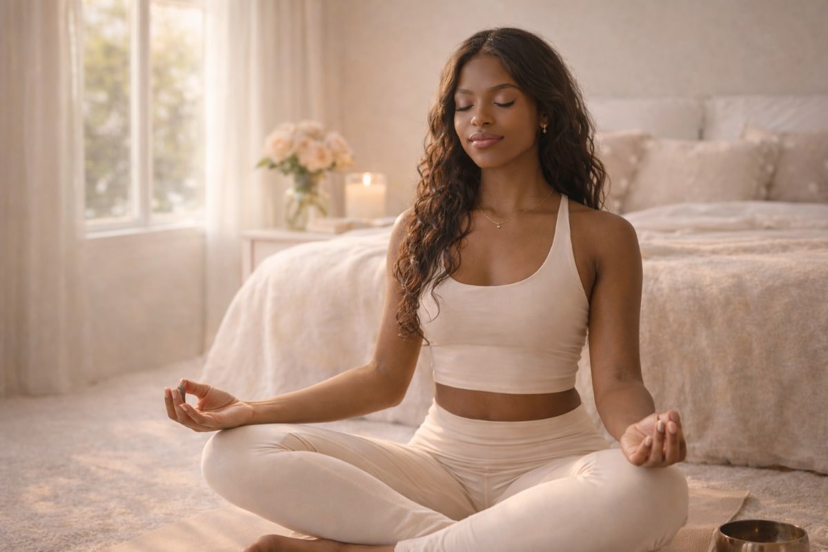 Gentle yoga flow as morning rituals