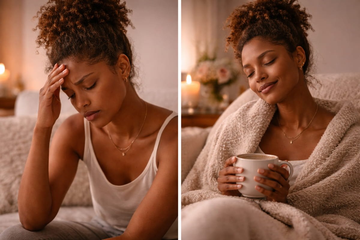 Contrast between tense and relaxed body language representing ego versus love in mindful communication