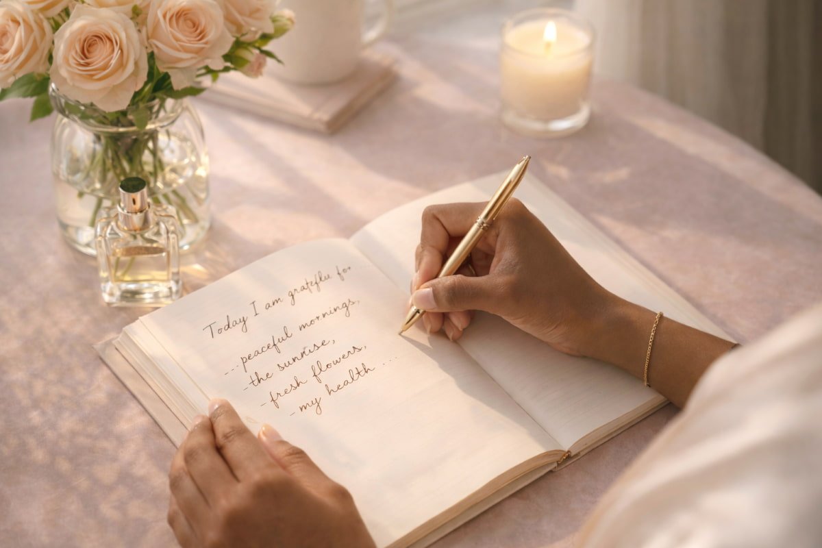 Gratitude journaling as part of morning rituals for divine feminine energy