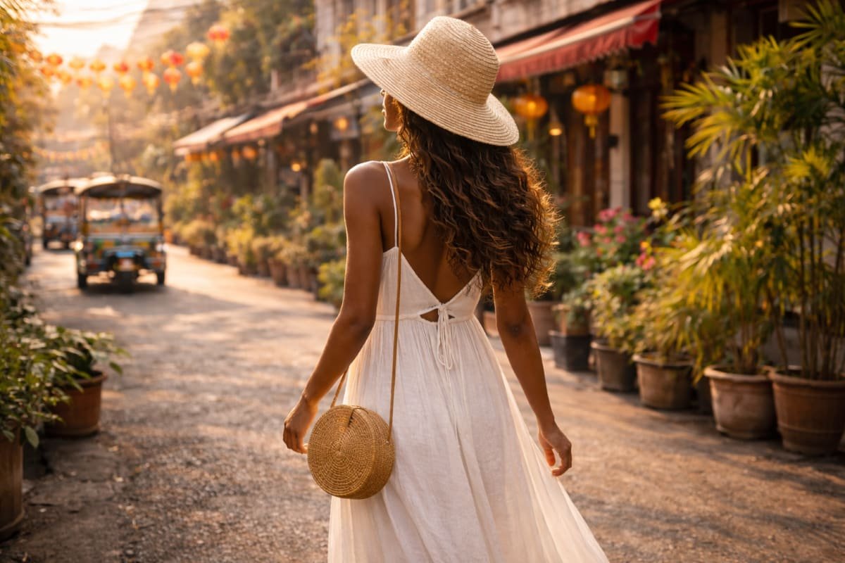 Black woman walking and practicing mindfulness and feminine flow