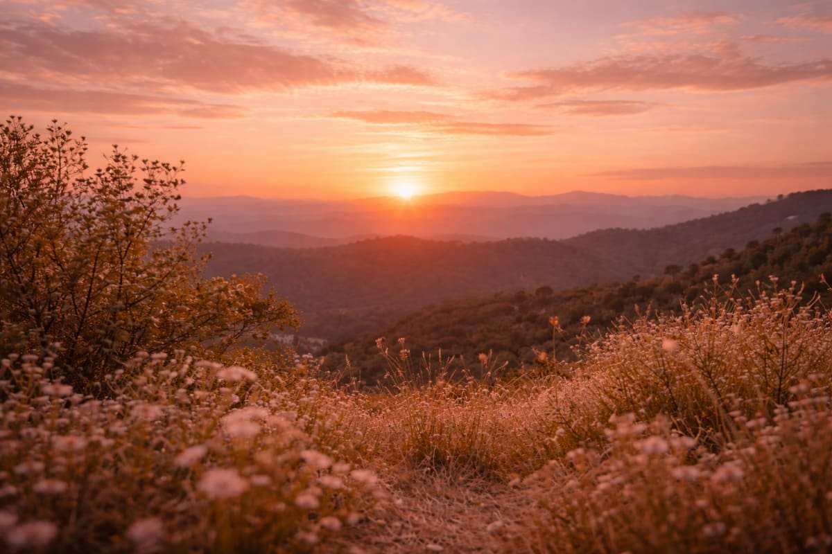 Abundance without forcing represented by a calm natural landscape
