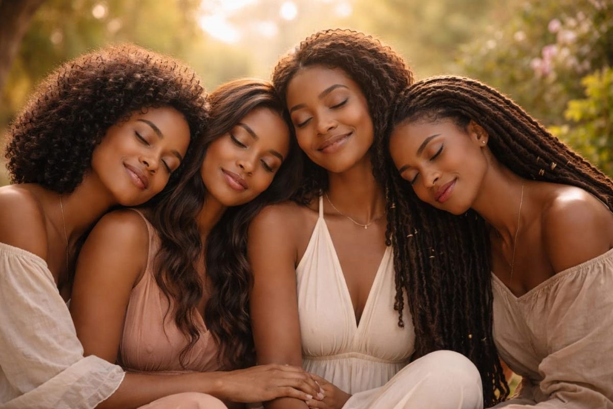 support circle for black women sharing a calm moment together